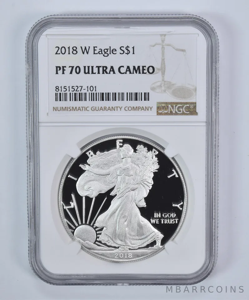 2018-W American Silver Eagle PF70 UCAM NGC Brown Label