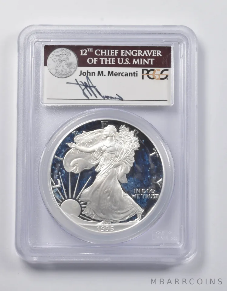 PR70 DCAM 1995-P American Silver Eagle Signed Mercanti PCGS *3875