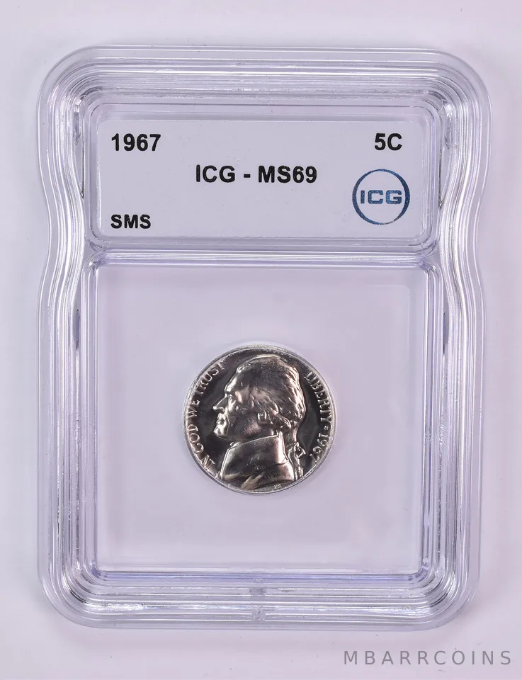 1967 Jefferson Nickel SMS MS69 ICG