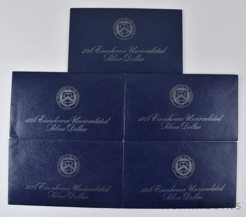 Lot (5) OGP 1974 Eisenhower Uncirculated Dollar Envelope - NO COIN