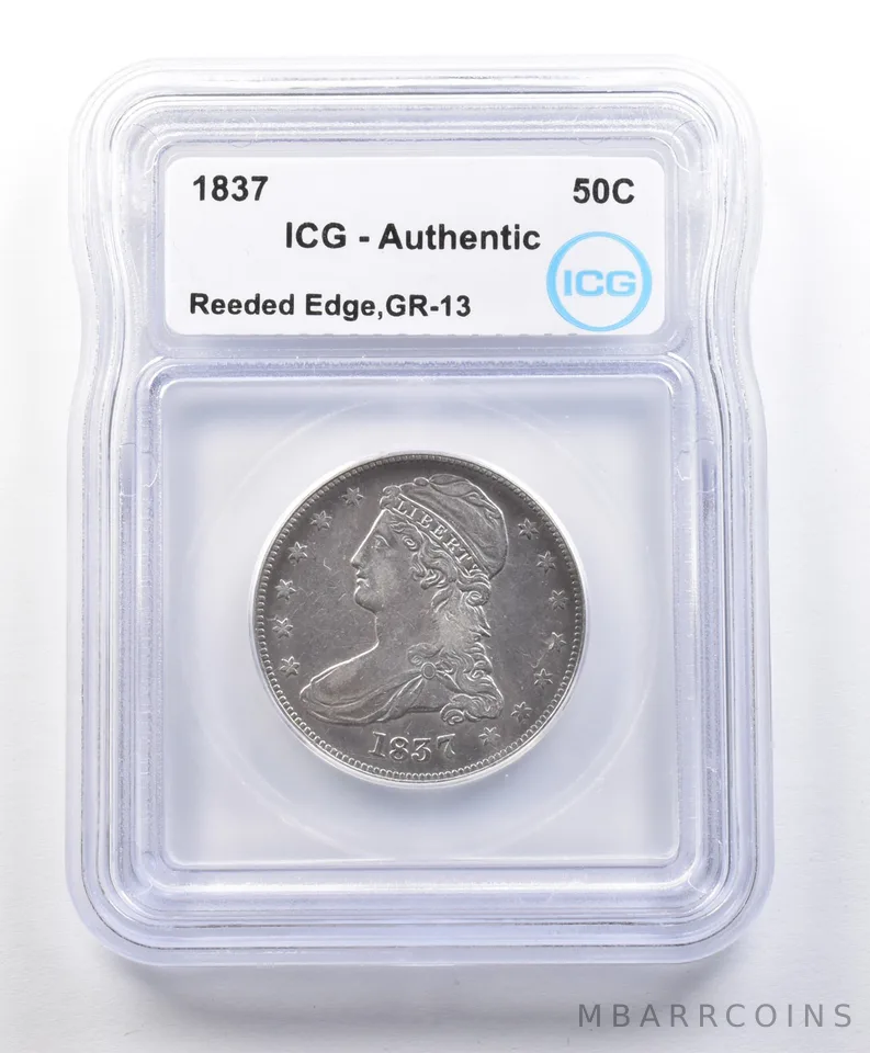 1837 Capped Bust Half Dollar Reeded Edge GR-13 Authentic ICG a3130