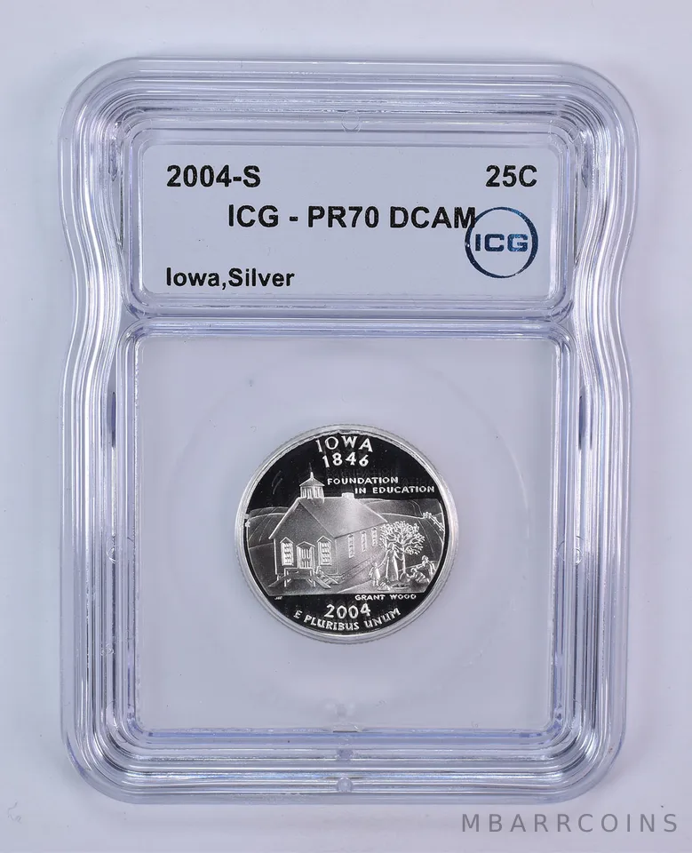 2004-S Washington State Quarter Iowa Silver PR70 DCAM ICG