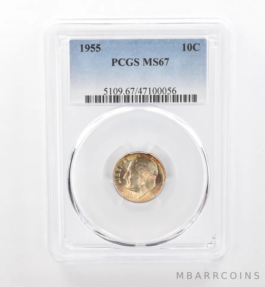 1955 Roosevelt Dime MS67 PCGS Beautiful Tone *1887