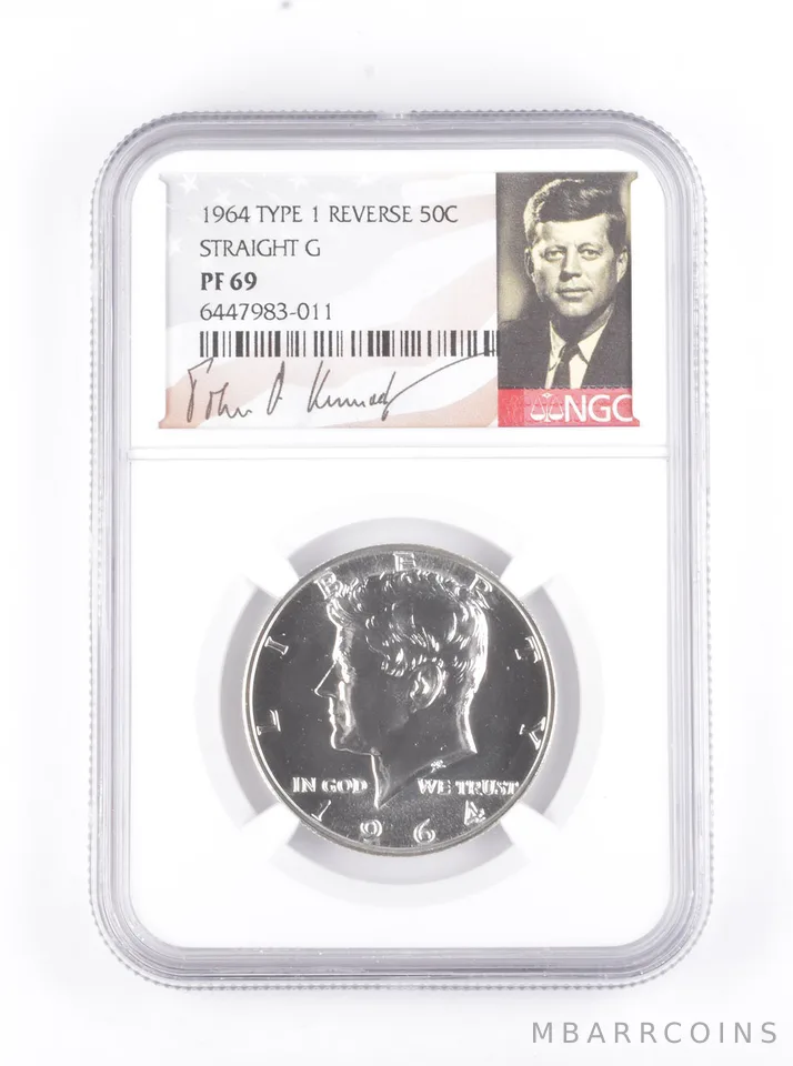 PF69 1964 Kennedy Half Dollar Type 1 REV Straight G Signed Label NGC *7796