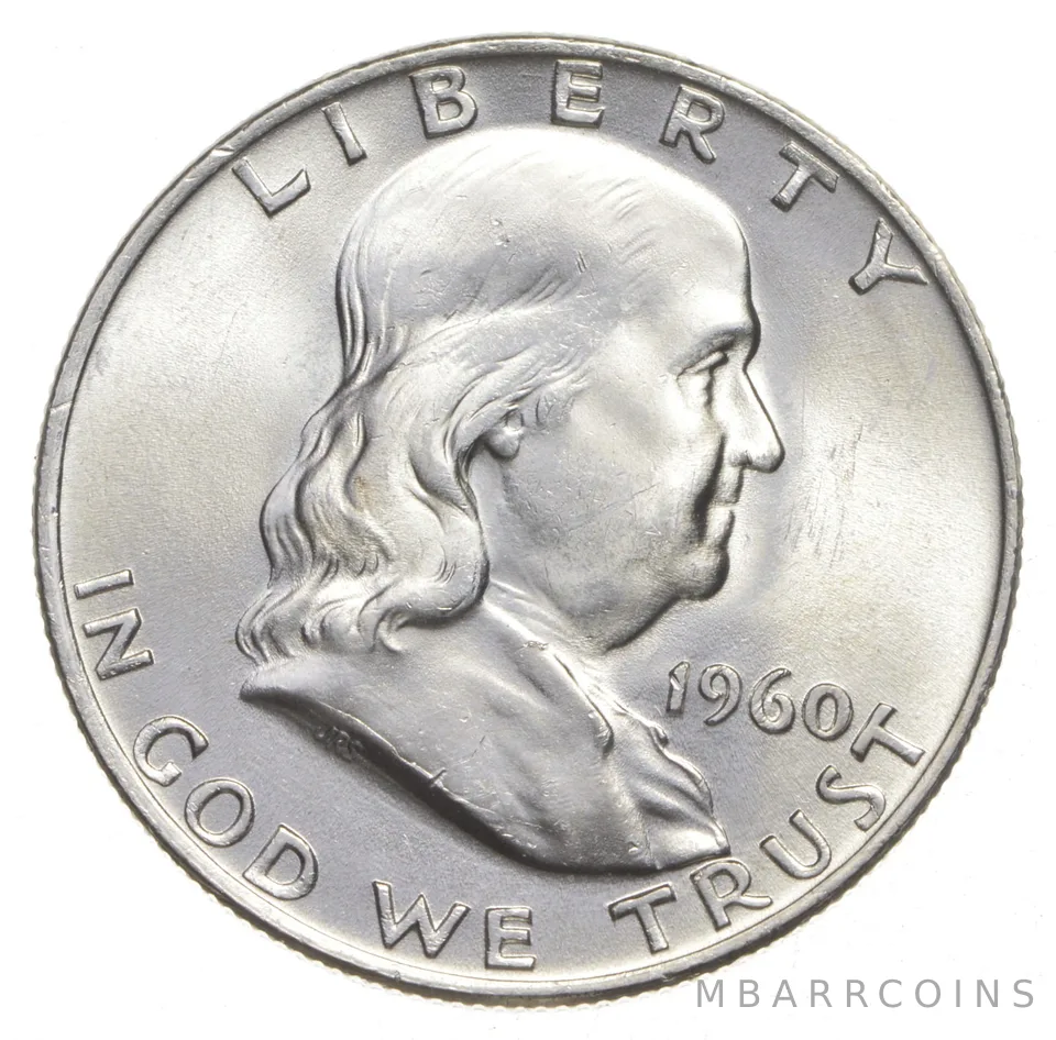 Choice Unc 1960-D Franklin Half Dollar Gem BU From Original Roll