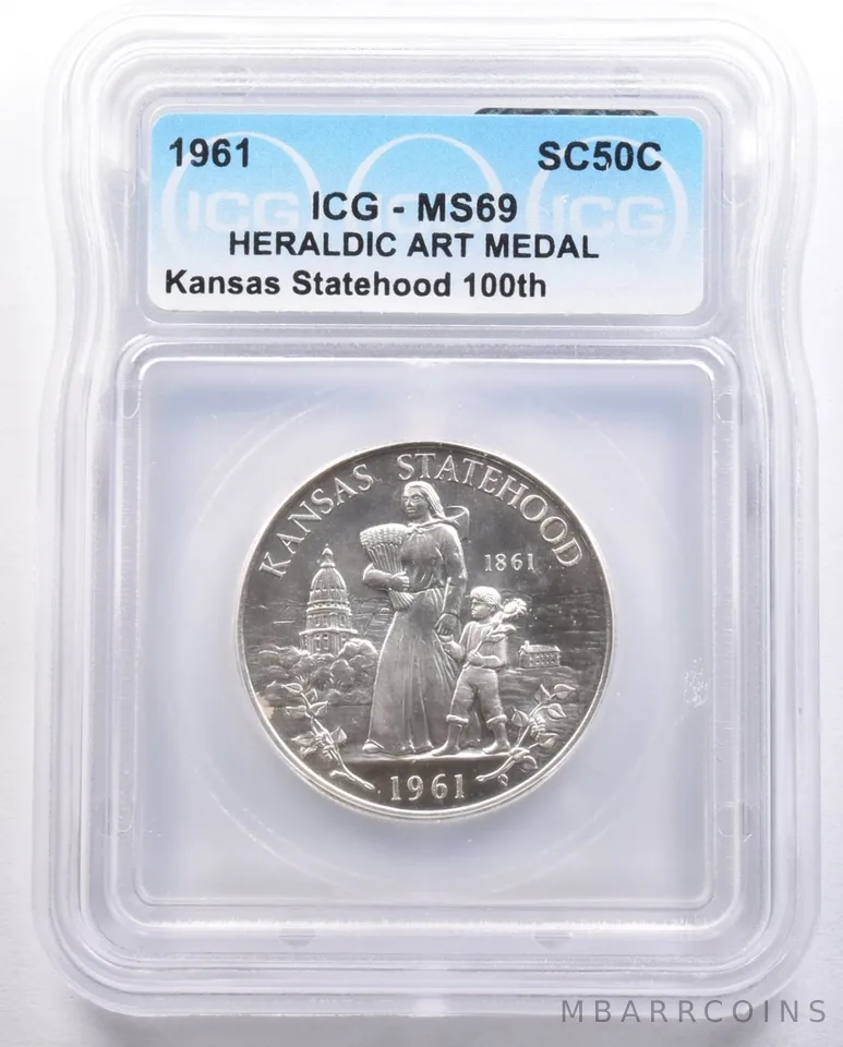 1961 So Called Half Dollar Kansas Statehood 100th MS69 ICG