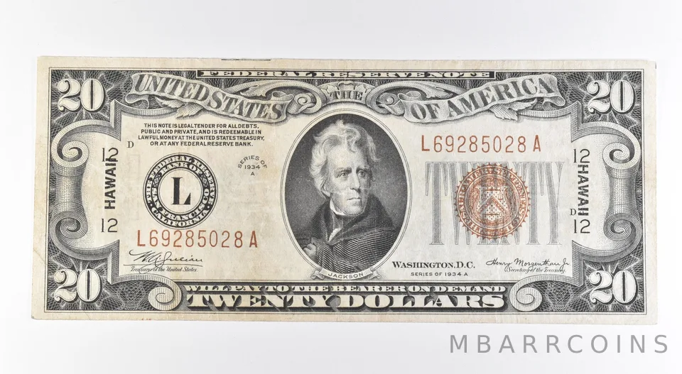 1934 A $20 San Francisco CA FRN Hawaii Fr#2305 *0414