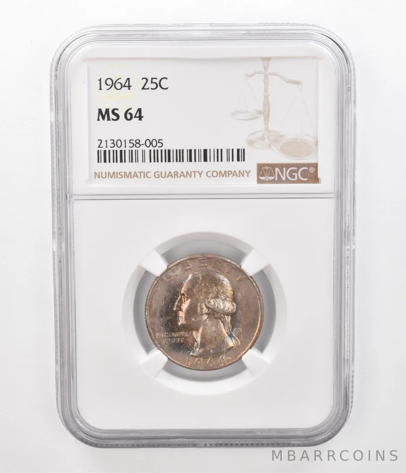 1964 Washington Quarter MS64 NGC Beautiful Tone *2355