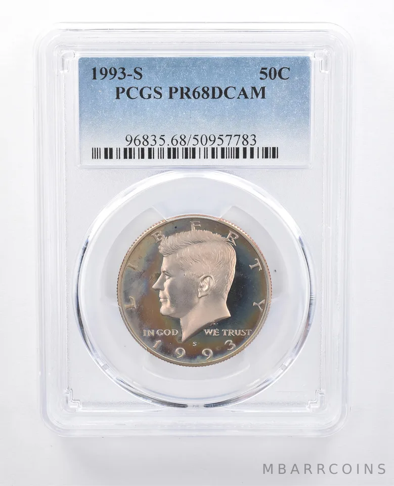 1993-S Kennedy Half Dollar PR68 DCAM PCGS Hazy Tone *8015
