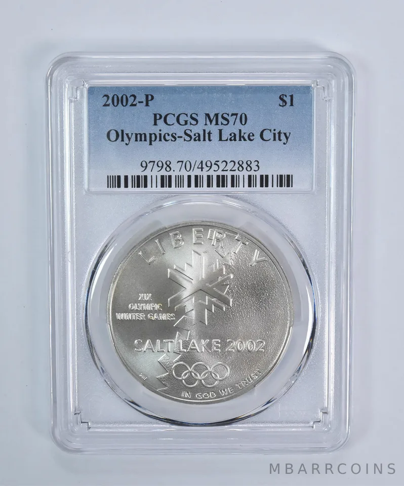 2002-P Winter Olympics Salt Lake Commemorative Dollar MS70 PCGS Blue Label