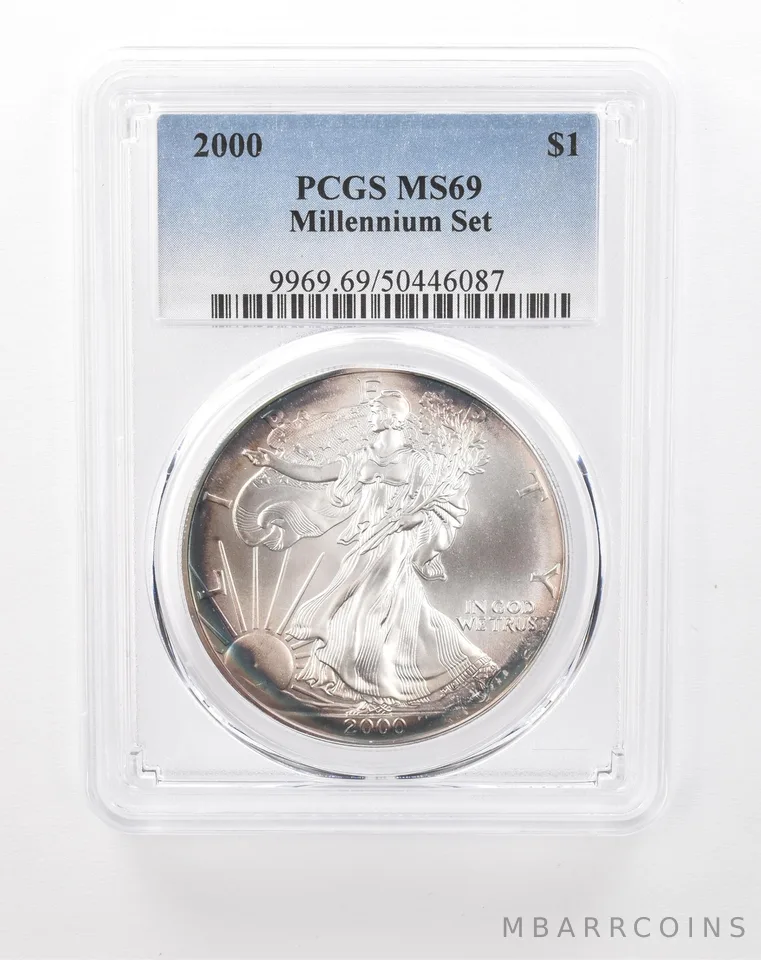 2000 American Silver Eagle Millennium Set MS69 PCGS Peripheral Tone a8995