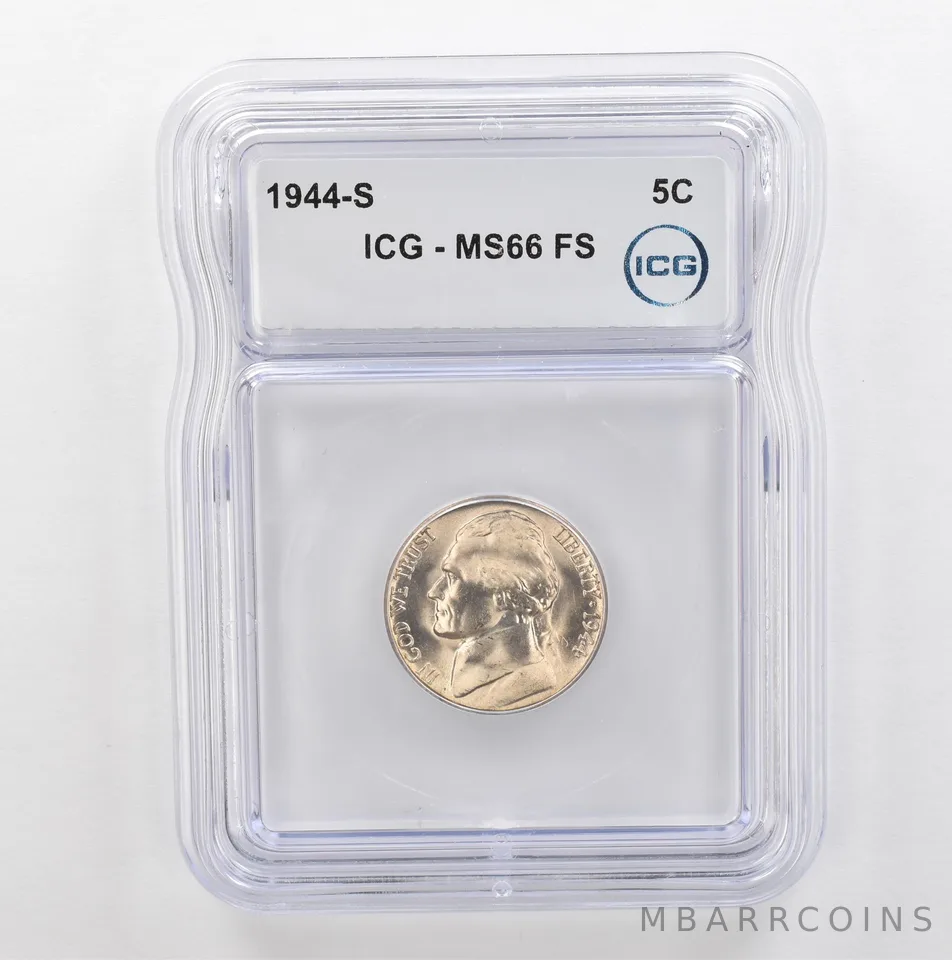 1944-S Jefferson Nickel MS66 FS ICG Beautiful Tone Reverse *5330