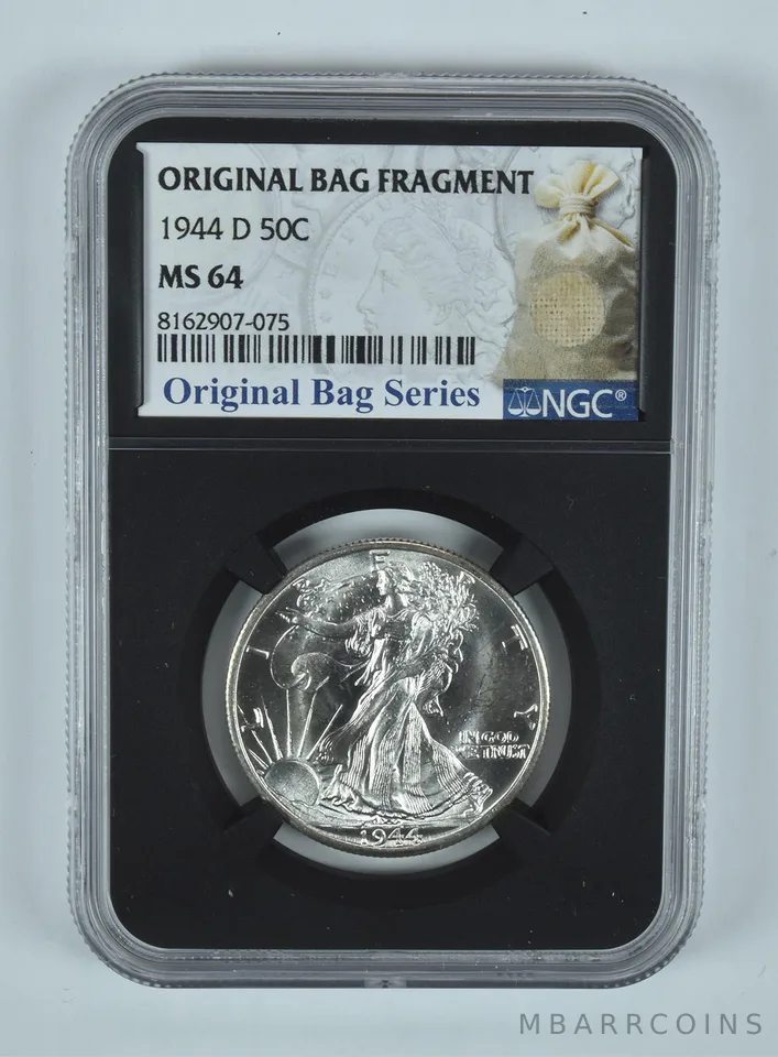 1944-D Walking Liberty Half Dollar Original Bag Fragment MS64 NGC