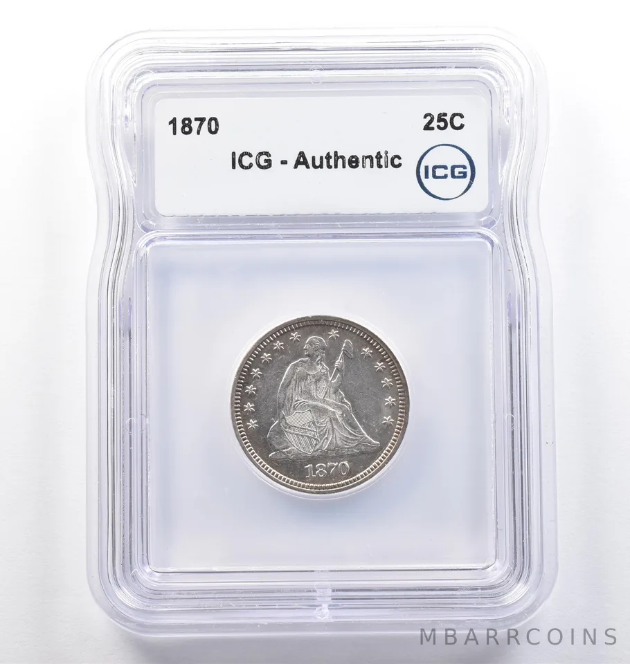 1870 Seated Liberty Quarter Authentic ICG *0070