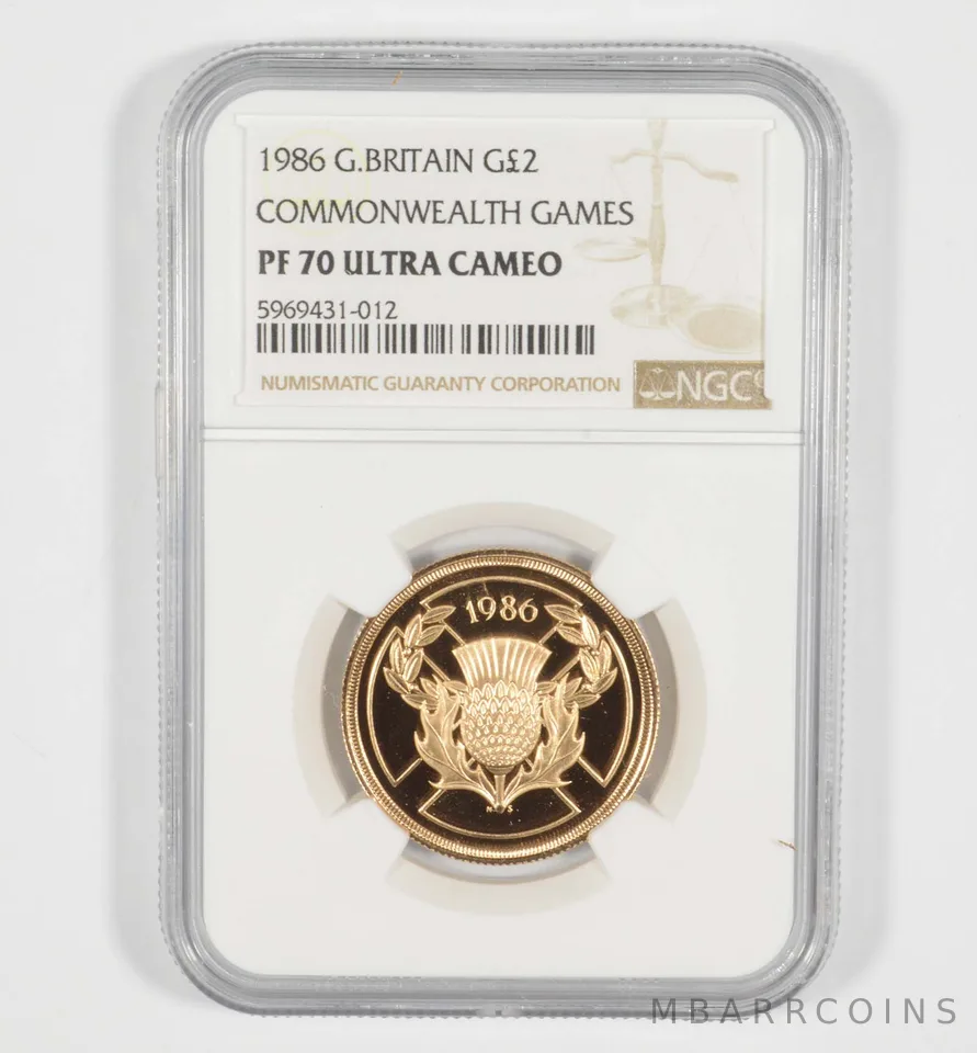 PF70 UCAM 1986 Great Britain 2 Gold Pounds - Commonwealth Games - NGC *6979
