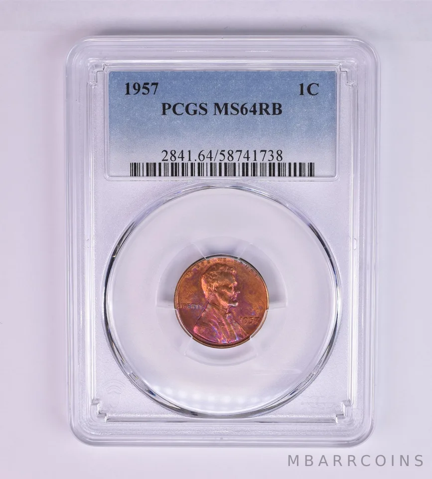 1957 Lincoln Wheat Cent MS64 RB PCGS Beautiful Tone *1224