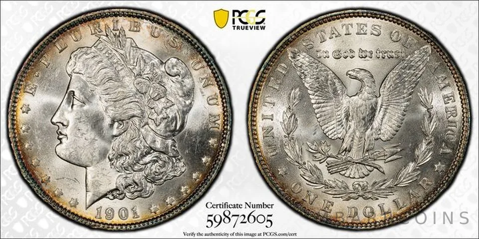 1901 Morgan Silver Dollar MS63 PCGS Beautiful Tone a1563
