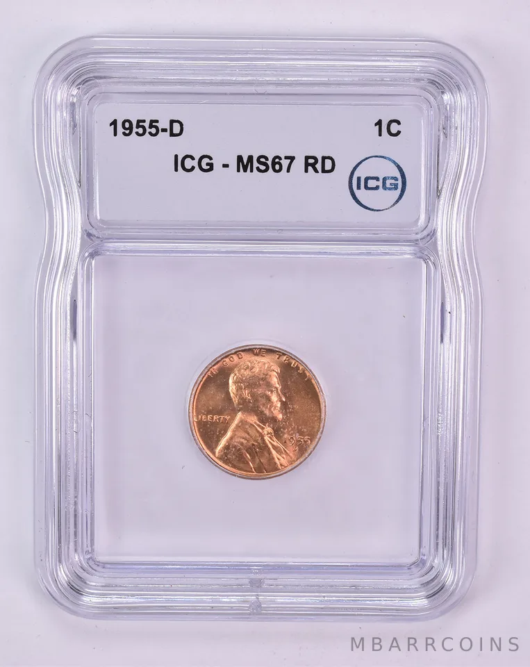 1955-D Lincoln Wheat Cent MS67 RD ICG