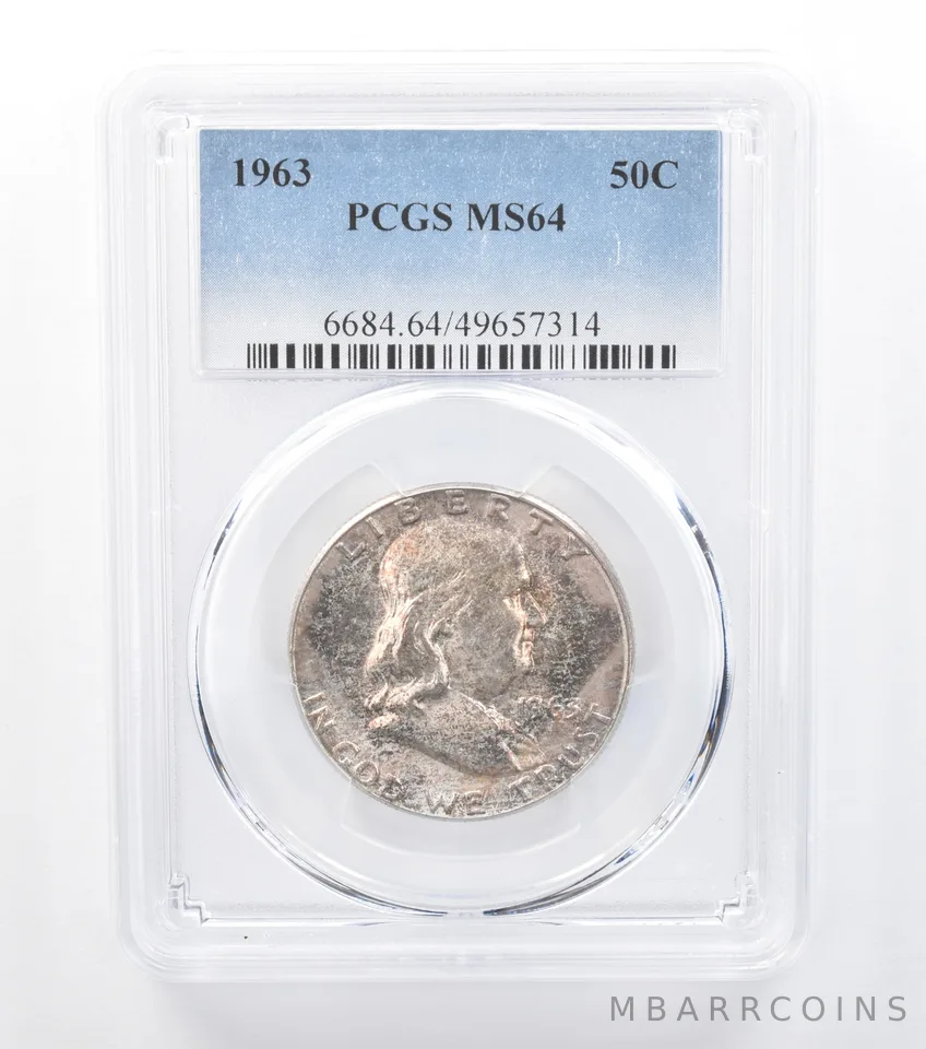 1963 Franklin Half Dollar MS64 PCGS Beautiful Tone *7780