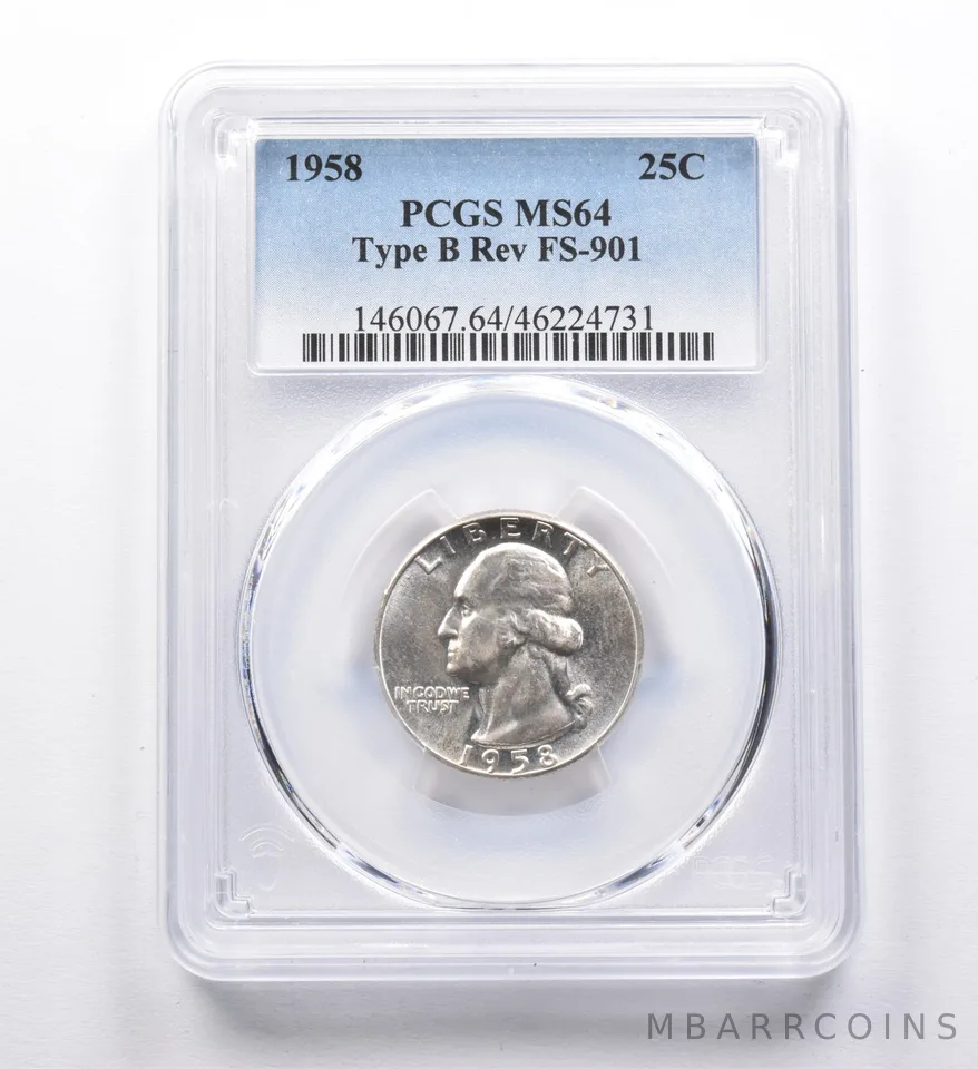 MS64 1958 Washington Quarter Type B Rev FS-901 PCGS *4506