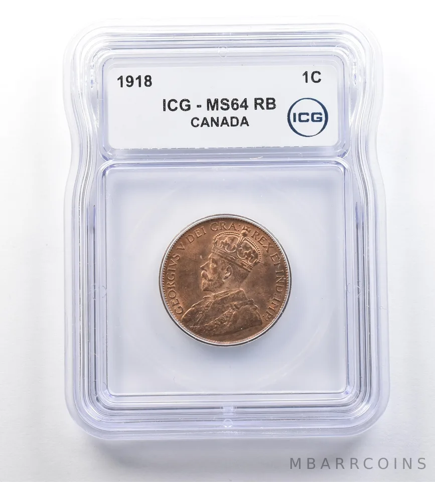 1918 Canada 1 Cent MS64 RB ICG *7633
