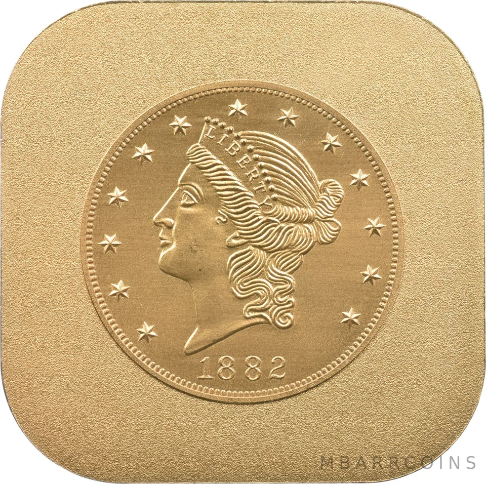 1882 $20 Liberty Head Gold Double Eagle 100.27g 24K Gold Plated Plate Coin a3903