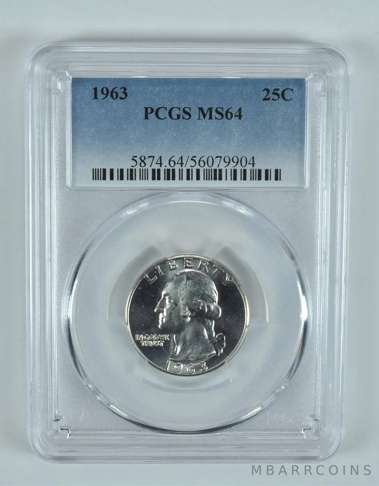 1963 Washington Quarter MS64 PCGS Blue Label