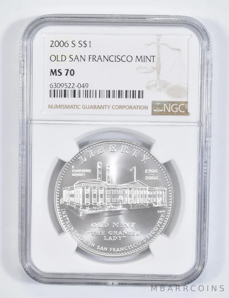 2006-S San Francisco Old Mint Commemorative Silver Dollar MS70 NGC