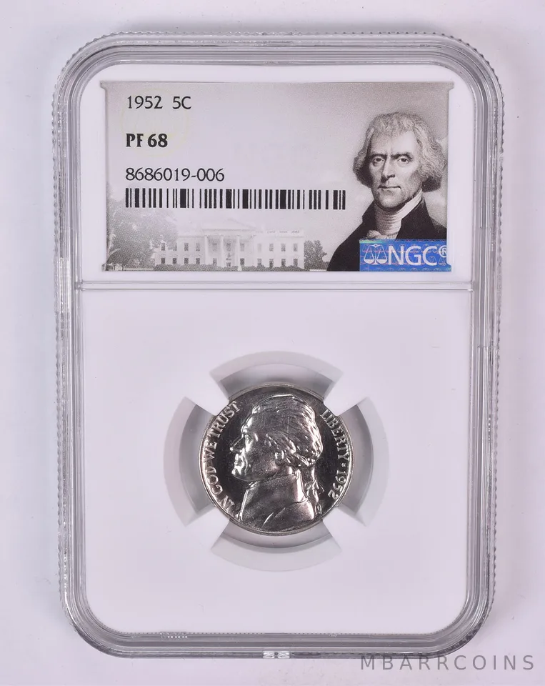 1952 Jefferson Nickel PF68 NGC Special Label