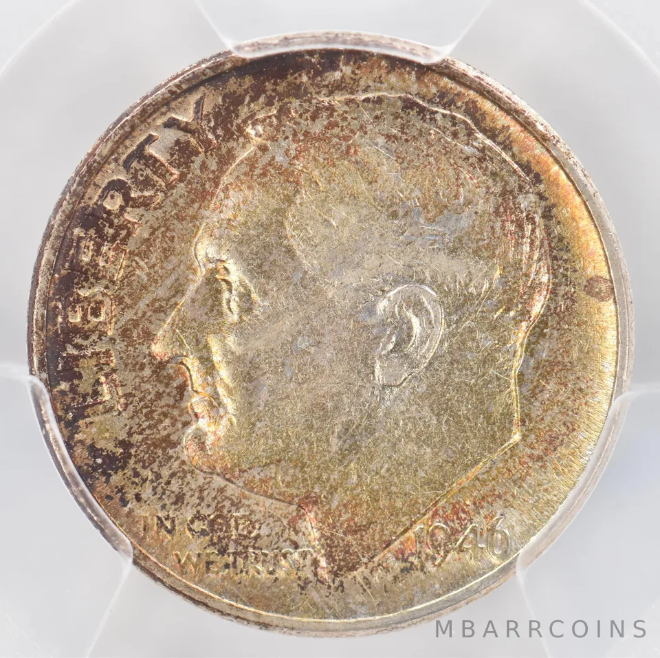 1946 Roosevelt Dime AU50 PCGS Beautiful Tone *0866