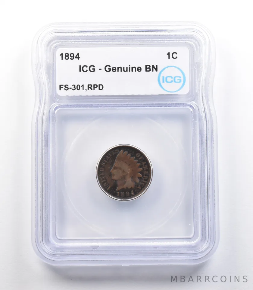 1894 Indian Head Cent Mint Error FS-301 RPD Genuine BN ICG *2276
