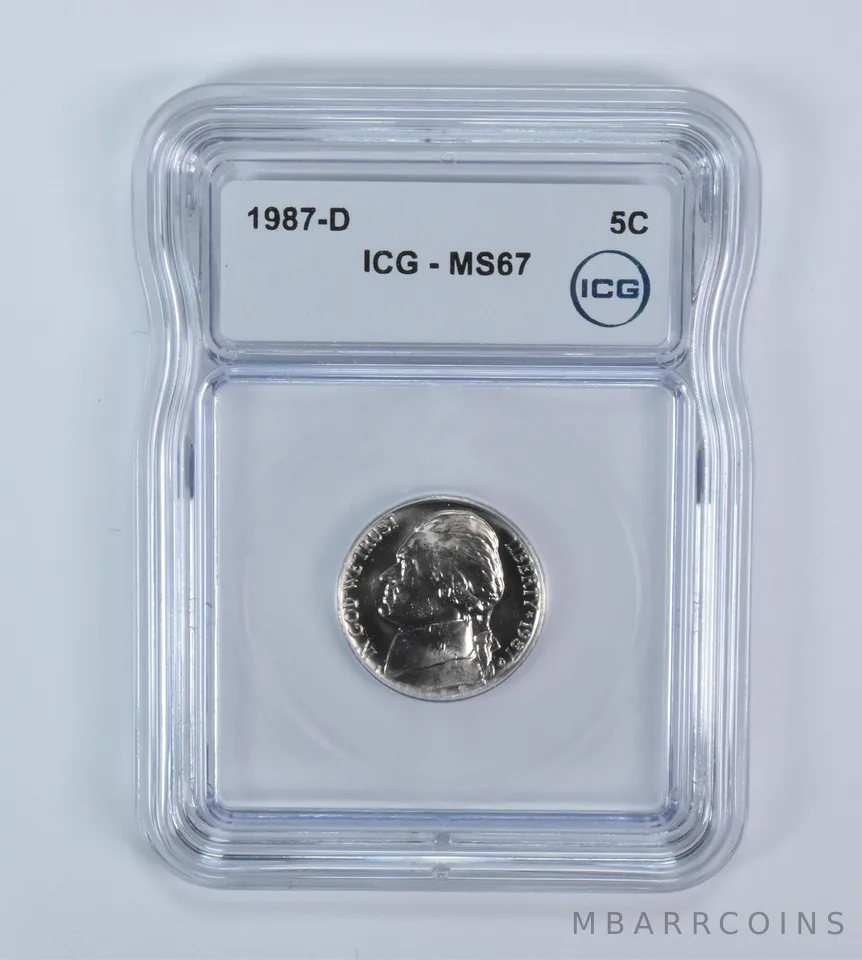 1987-D Jefferson Nickel MS67 ICG