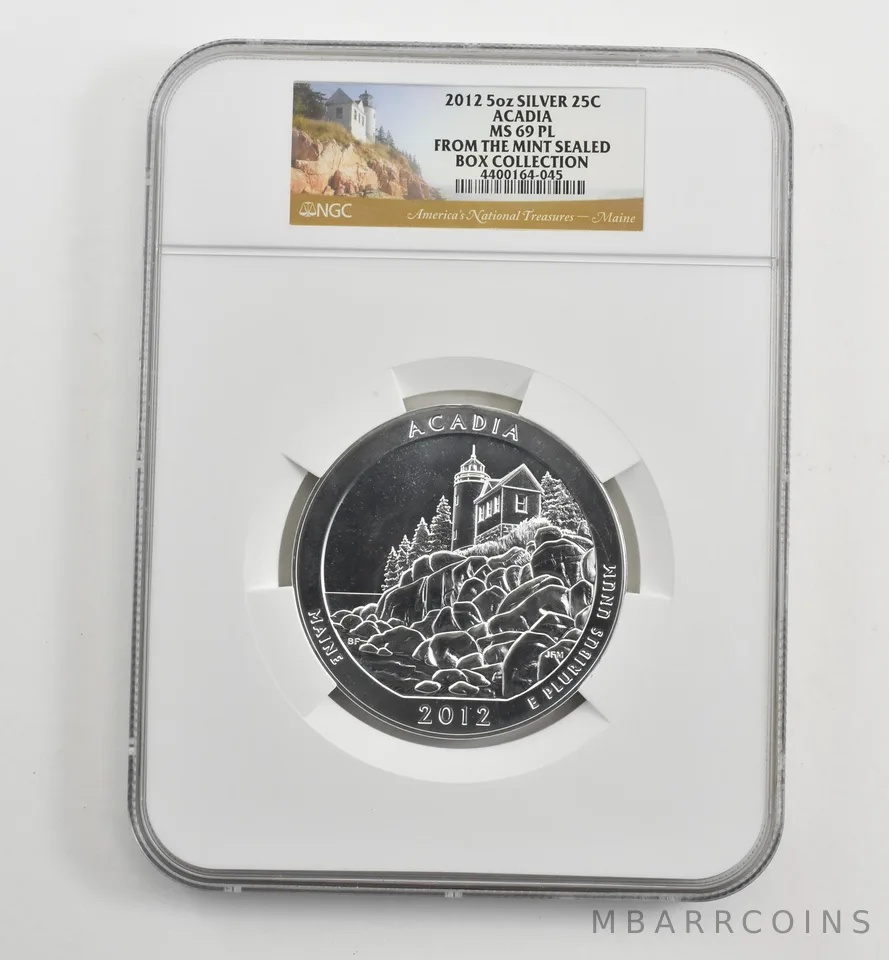 2012 5 Oz Silver Quarter America The Beautiful Acadia MS69 PL NGC *1617