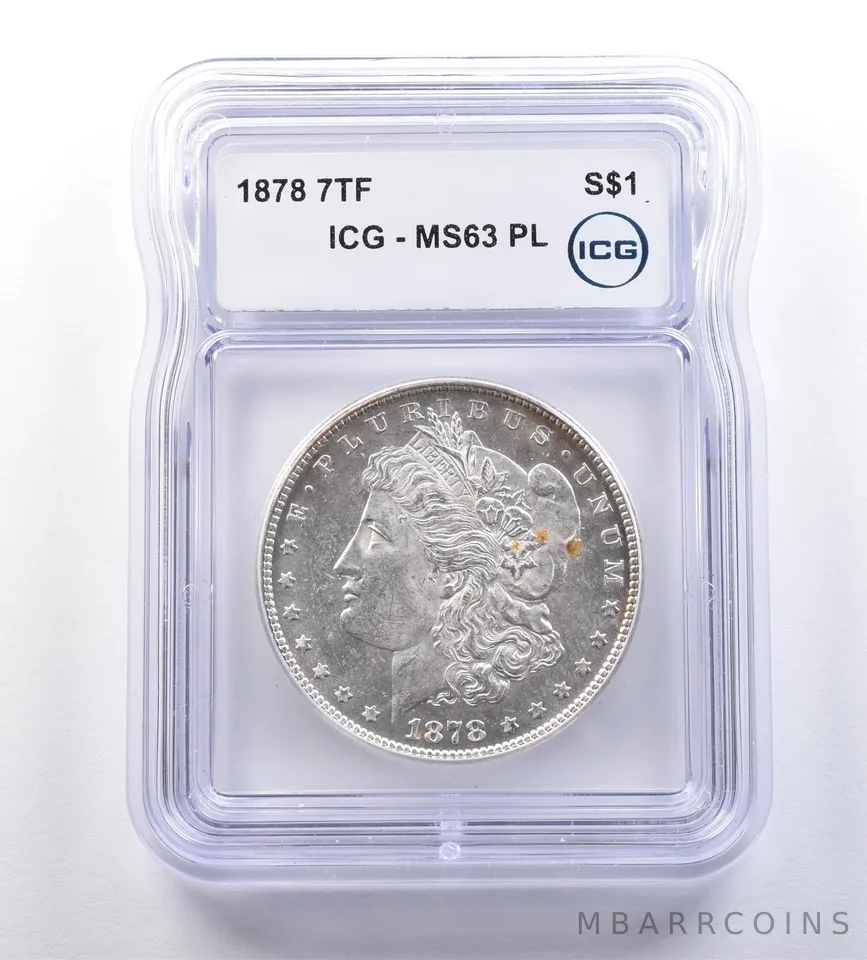 1878 7TF Morgan Silver Dollar MS63 PL ICG a9188