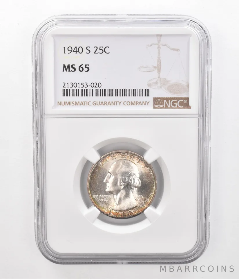 1940-S Washington Quarter MS65 NGC Beautiful Tone *2358