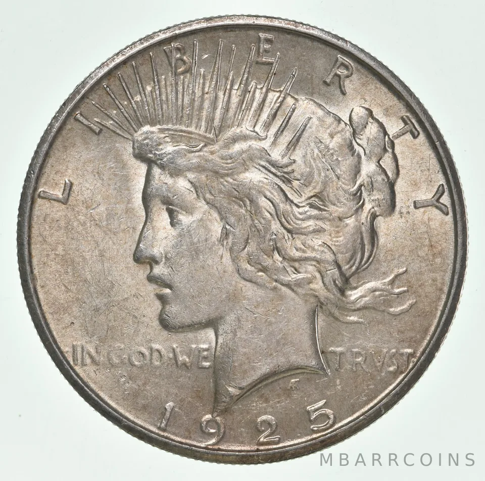 (1) BU 1925-S Peace Silver Dollar $1 Unc MS 90% - San Francisco Mint