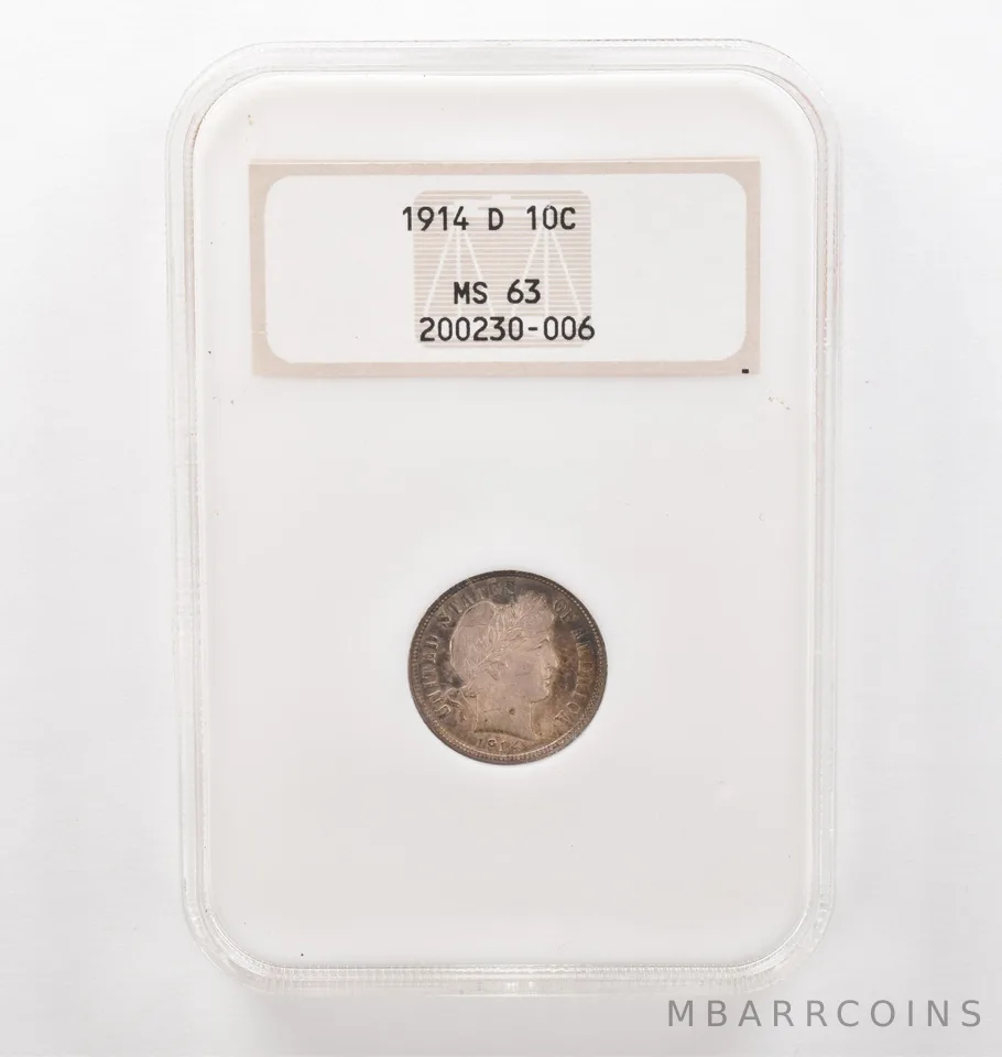 1914-D Barber Dime MS63 NGC PQ Beautiful Tone *6210