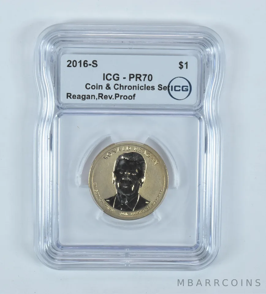 2016-S Presidential $1 Ronald Reagan Coin & Chronicles Set Reverse PR70 ICG