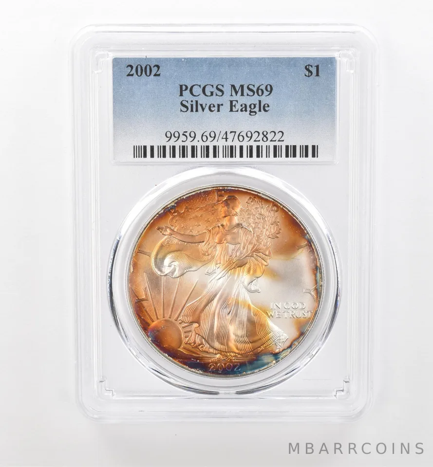 2002 American Silver Eagle MS69 PCGS Beautiful Tone *1735