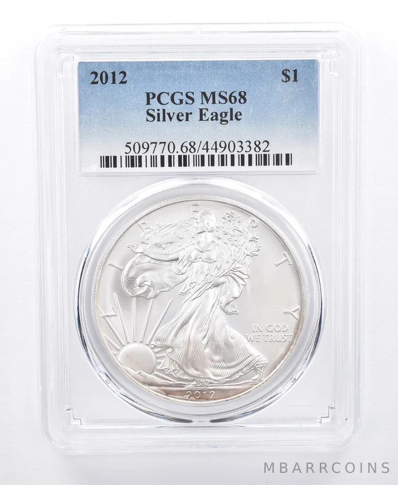 2012 American Silver Eagle MS68 PCGS Blue/Purple Tone Reverse *8640