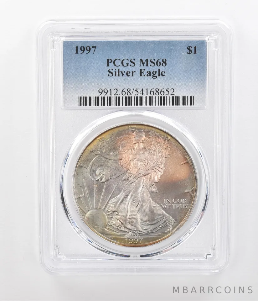 1997 American Silver Eagle MS68 PCGS Beautiful Tone a1243