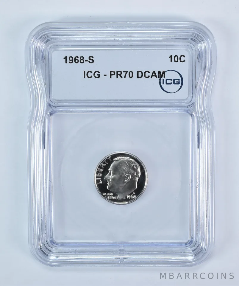 1968-S Roosevelt Dime PR70 DCAM ICG