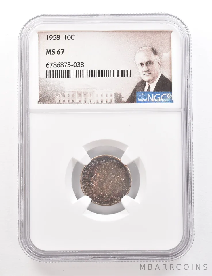 1958 Roosevelt Dime MS67 NGC Beautiful Tone *3398