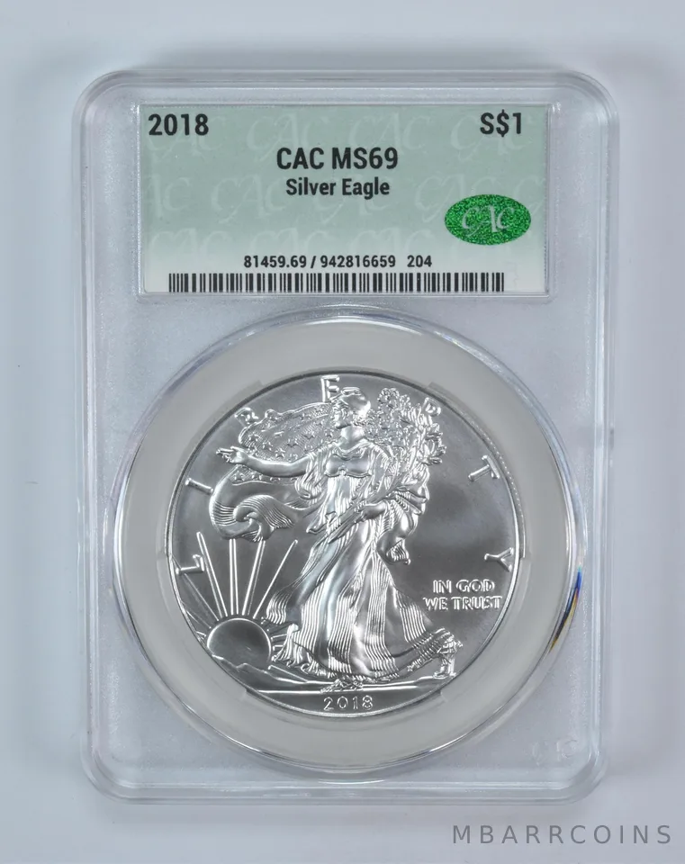 2018 American Silver Eagle MS69 CAC CACg