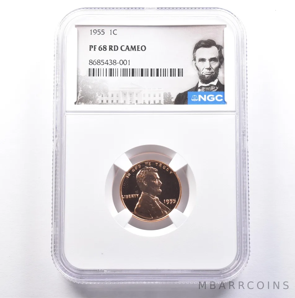 1955 Lincoln Wheat Cent PF68 RD CAMEO NGC a9148