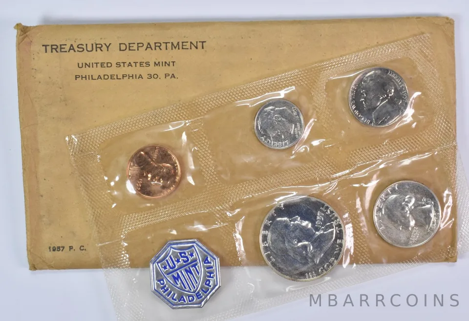 1957 Proof Set with Original Envelope & Flatpack (5 Coins)