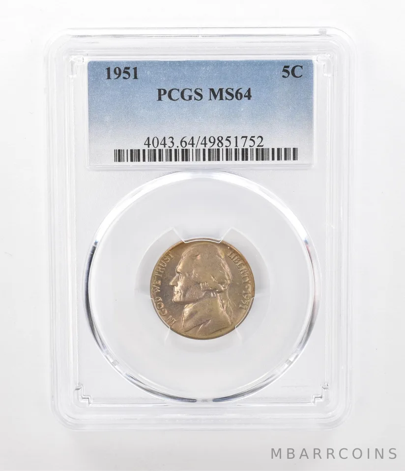 1951 Jefferson Nickel MS64 PCGS Beautiful Tone *2400