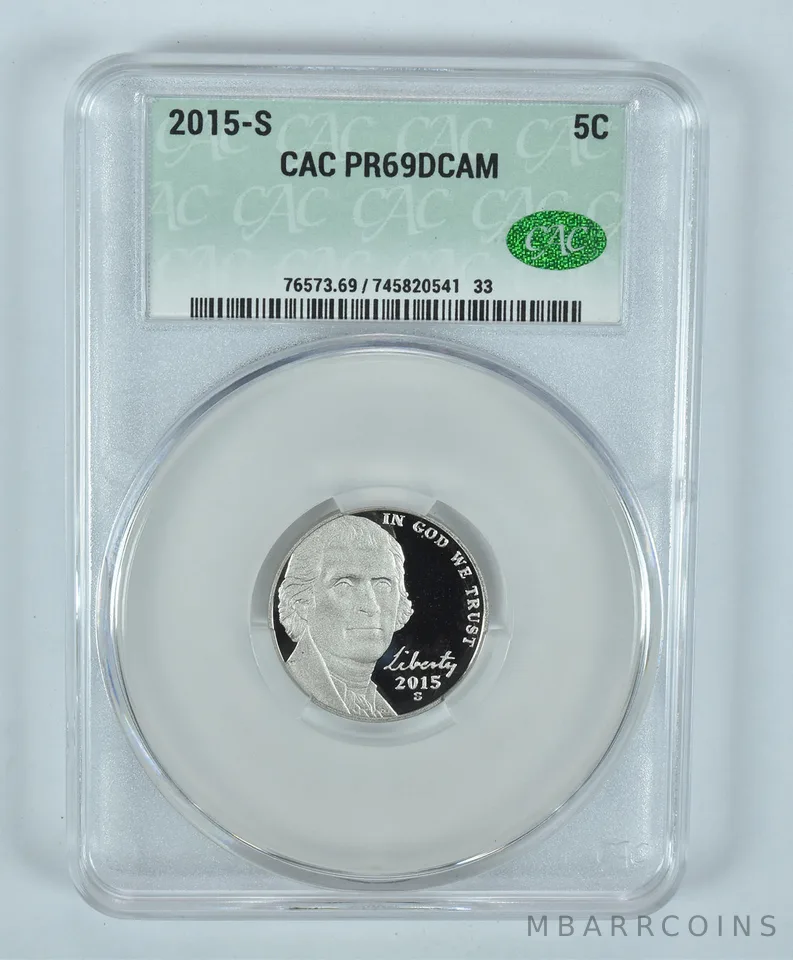 2015-S Jefferson Nickel PR69 DCAM CAC CACg