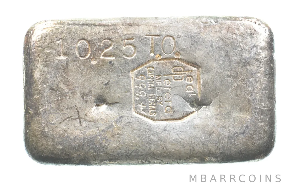 10.25 Troy Oz Silver Bar Deak Perera Vintage Poured Capital Metals *5552