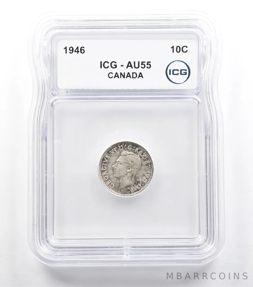 1946 Canada 10 Cents AU55 ICG *5704